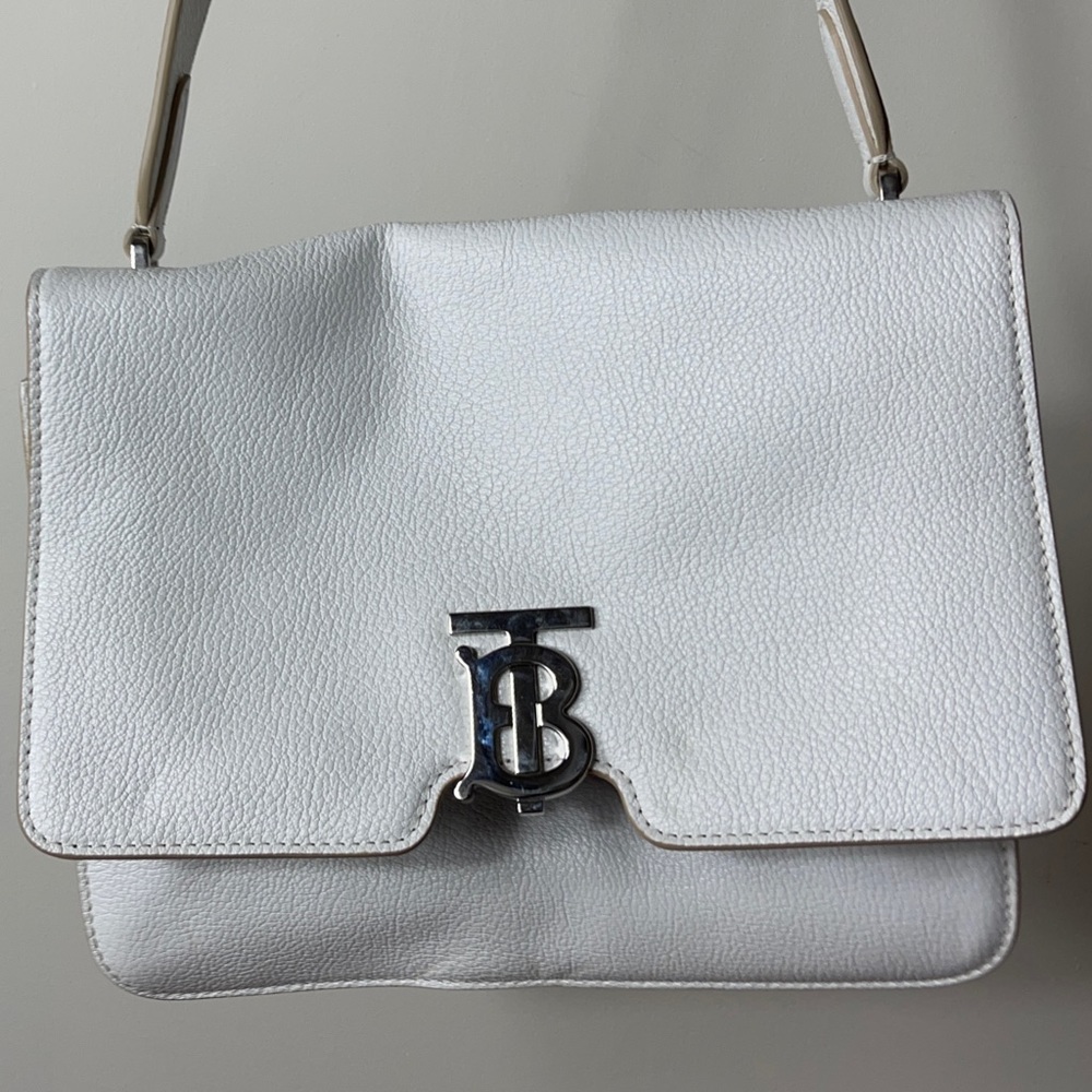 Burberry White TB Shoulder Medium Tote Bag